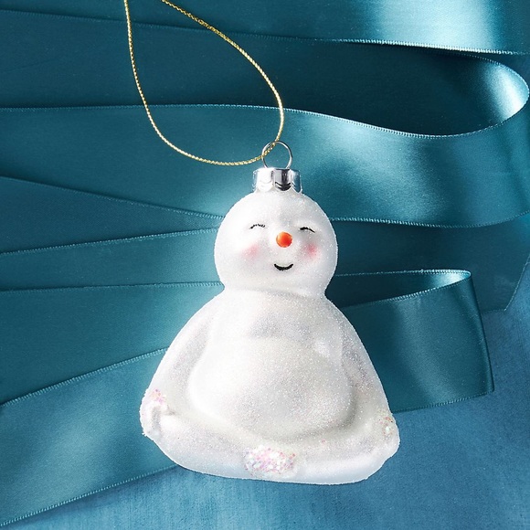 Anthropologie Other - 🎄 Yogi Buddha Snowman Glass Ornament Holiday Christmas Anthropologie